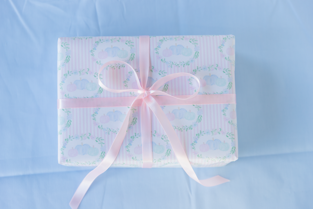 Floral Pastel Pumpkisns Wrapping Paper Roll — Pastel Gift Wrap