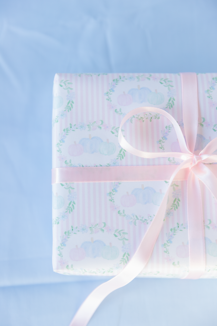 Floral Pastel Pumpkisns Wrapping Paper Roll — Pastel Gift Wrap