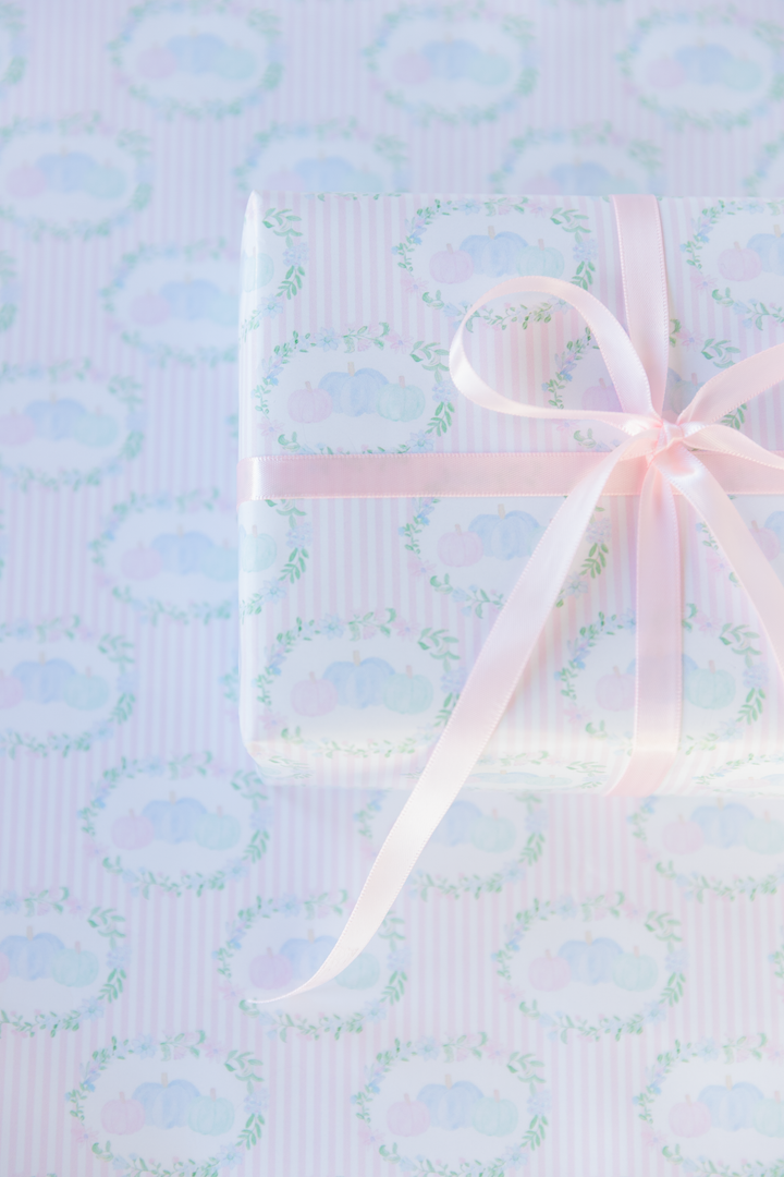 Floral Pastel Pumpkisns Wrapping Paper Roll — Pastel Gift Wrap