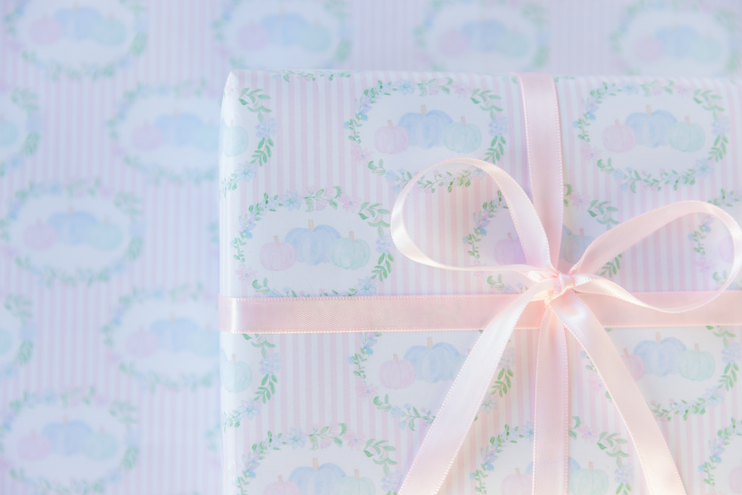 Floral Pastel Pumpkisns Wrapping Paper Roll — Pastel Gift Wrap