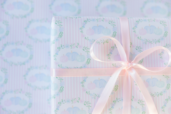 Floral Pastel Pumpkisns Wrapping Paper Roll — Pastel Gift Wrap