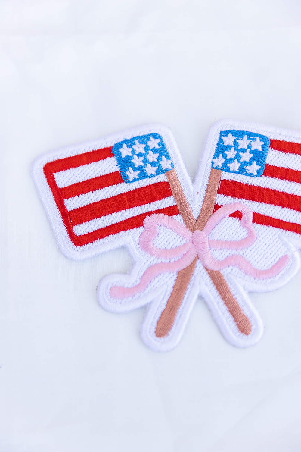 American Flags with Bow Embroidered Patch