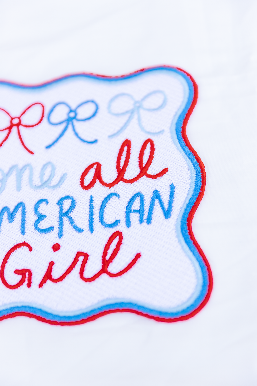 Wavy One All American Girl with Bows Embroidery Patch
