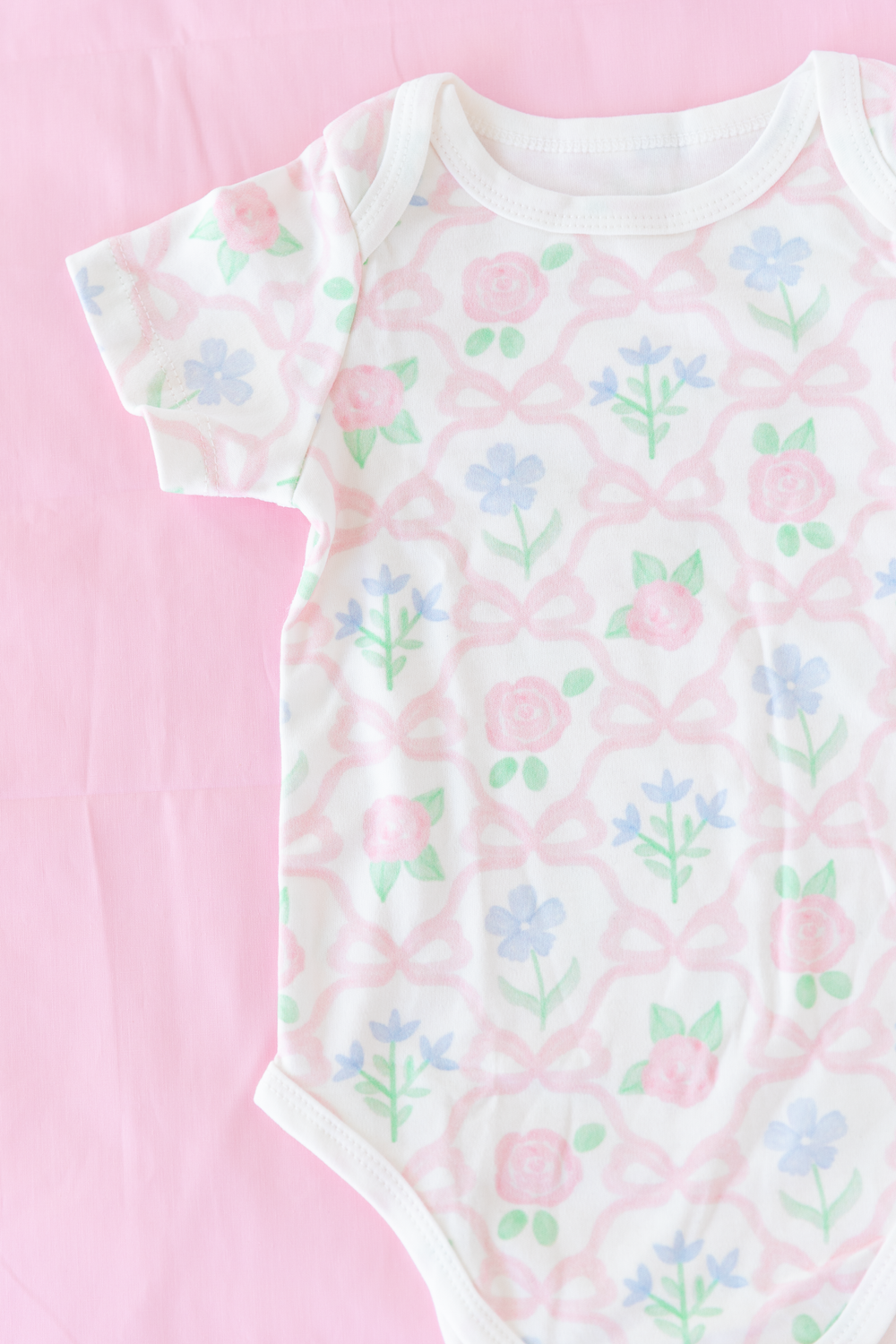Pink Bow & Blossom Baby Bodysuit