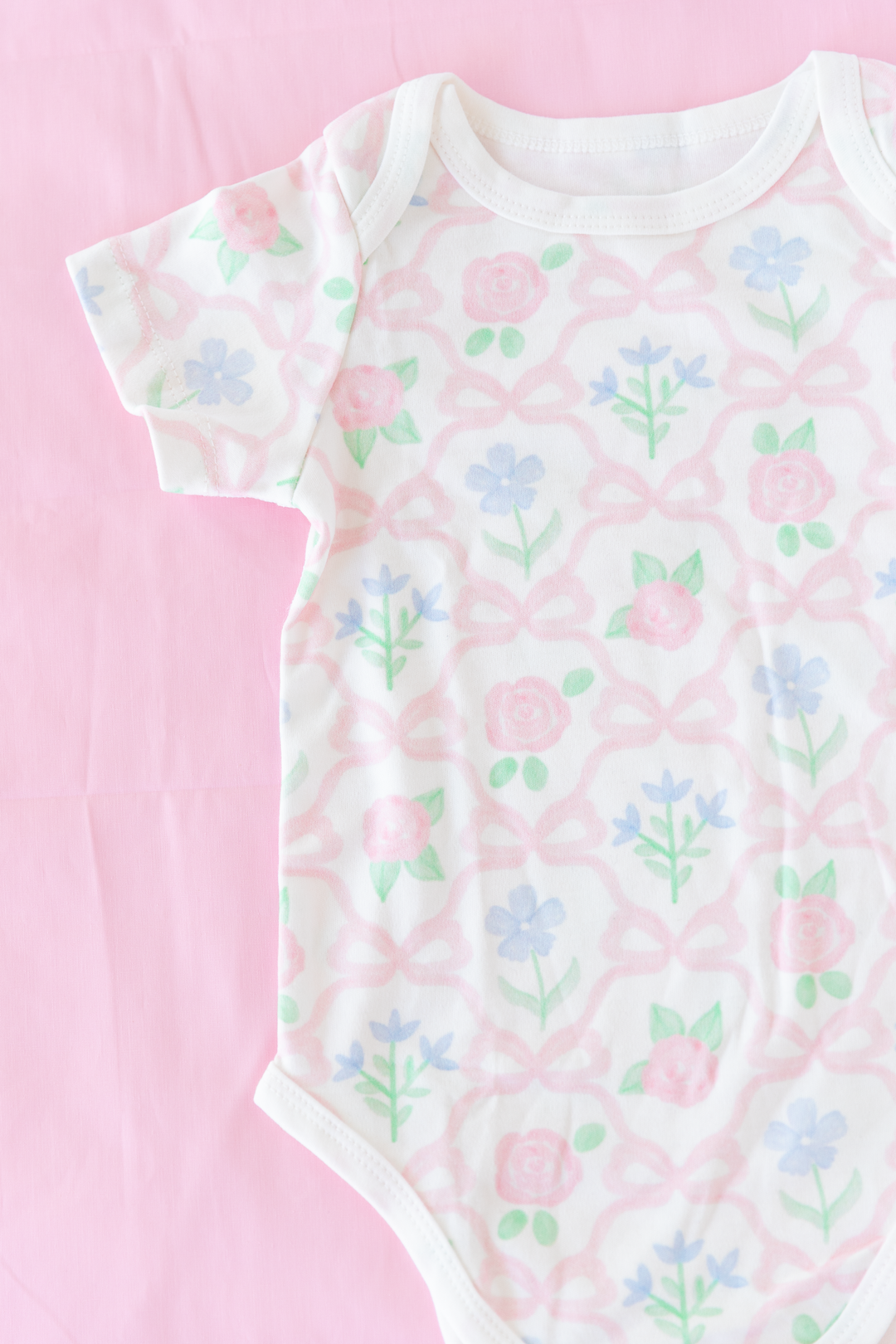 Pink Bow &amp; Blossom Baby Bodysuit