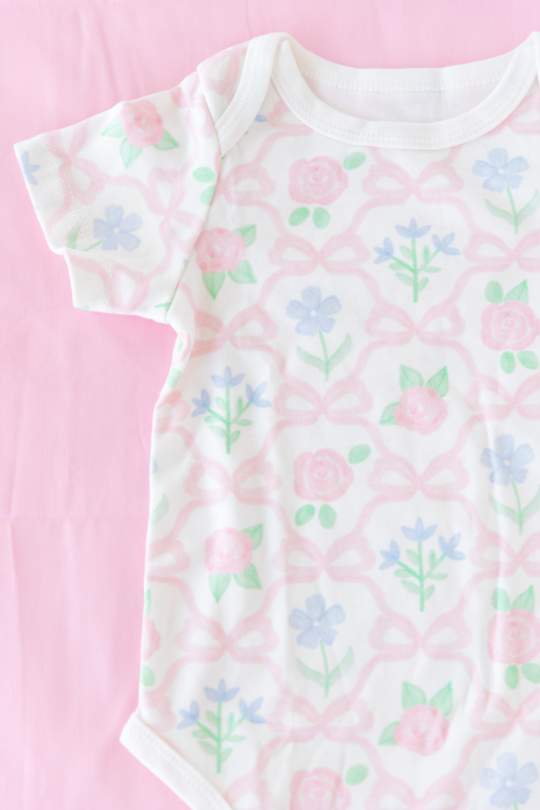 Pink Bow &amp; Blossom Baby Bodysuit