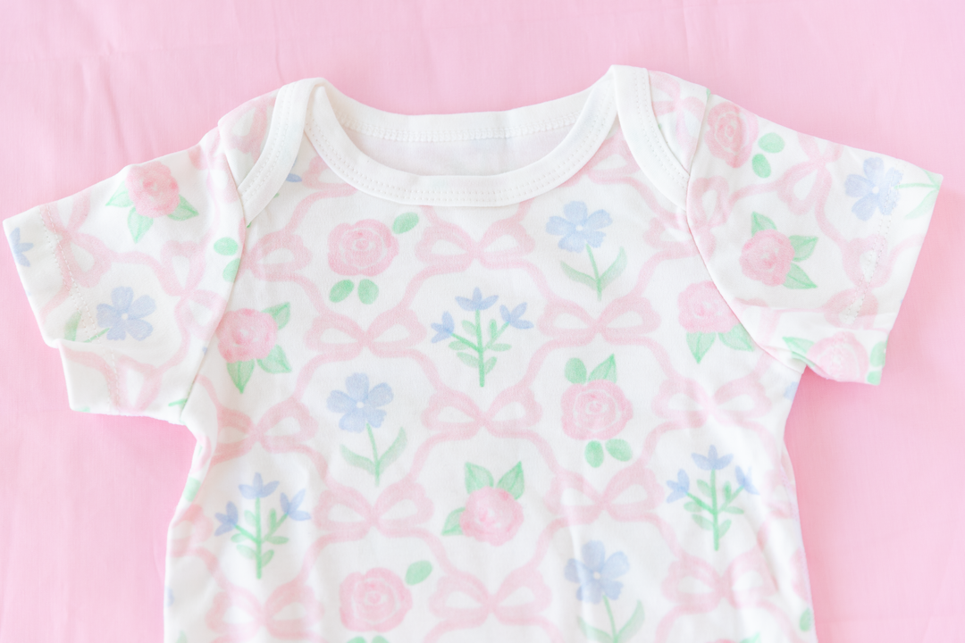 Pink Bow &amp; Blossom Baby Bodysuit