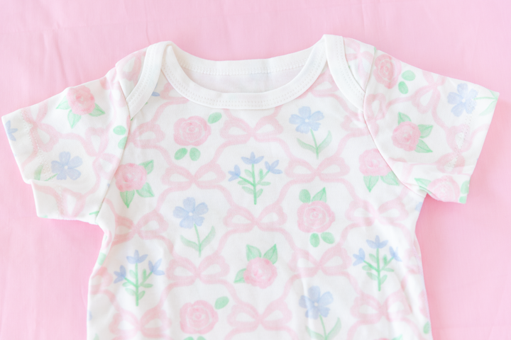 Pink Bow &amp; Blossom Baby Bodysuit