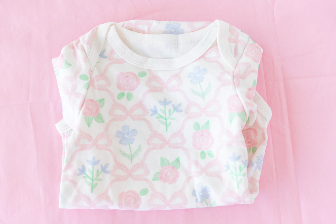 Pink Bow &amp; Blossom Baby Bodysuit