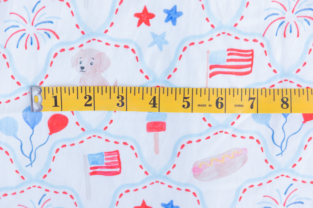 Patriotic Puppy & Fireworks Knit Fabric Panel | 30x40"