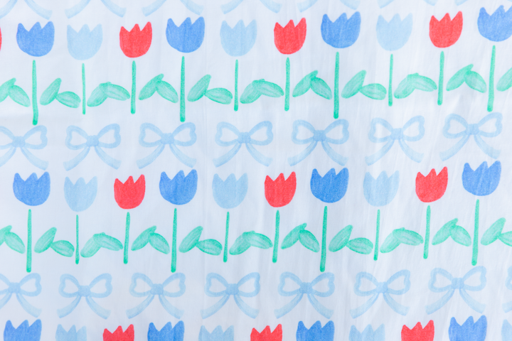 Patriotic Tulip &amp; Bow Jersey Knit Fabric Panel | 30x40"