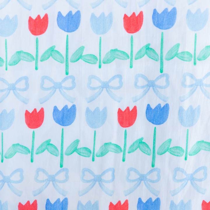 Patriotic Tulip &amp; Bow Jersey Knit Fabric Panel | 30x40"