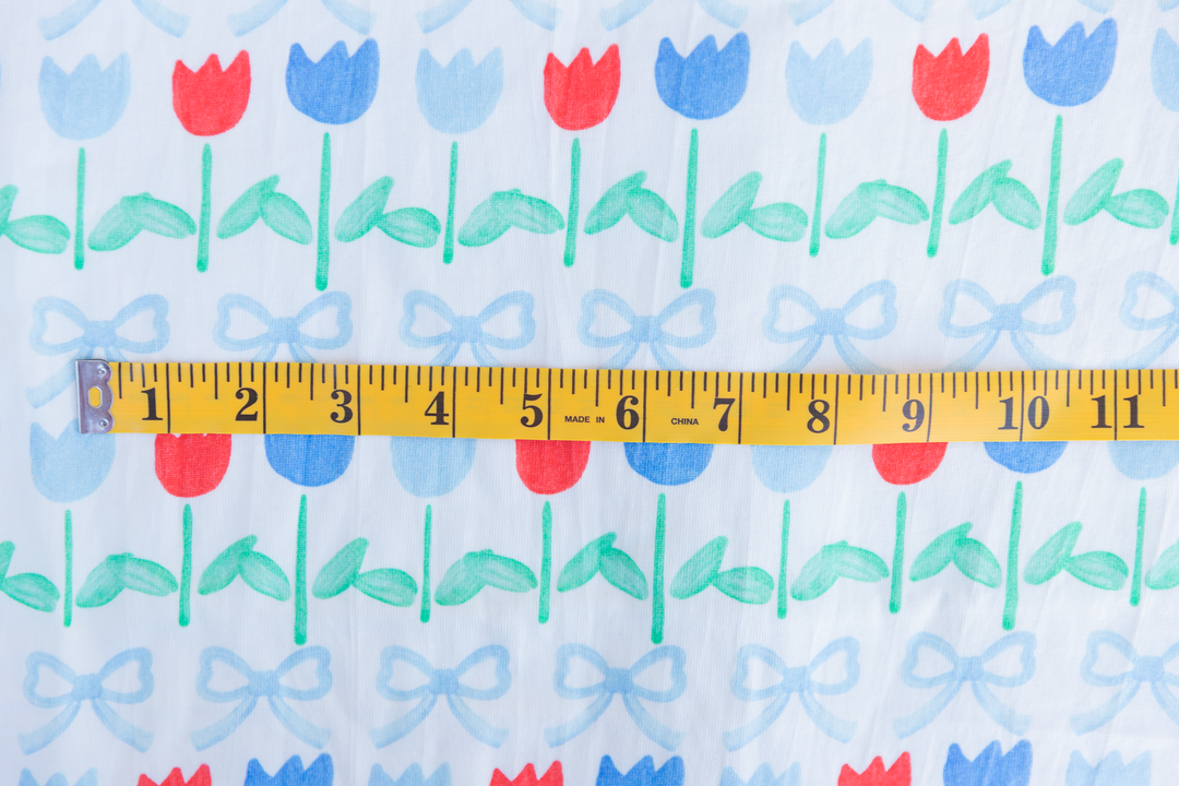 Patriotic Tulip &amp; Bow Jersey Knit Fabric Panel | 30x40"