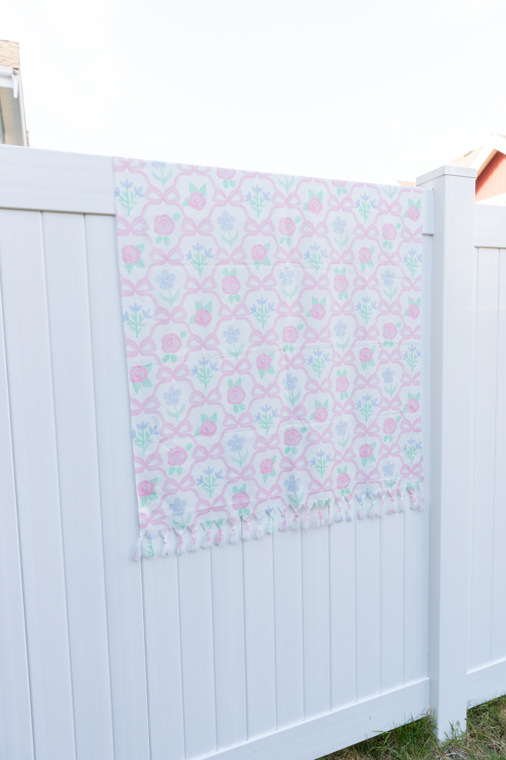 Boho Beach Towel — Pastel Floral Turkish-Style Fringe Towel