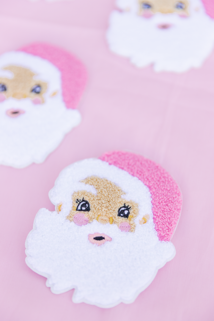 4" Pink Santa Chenille Patches