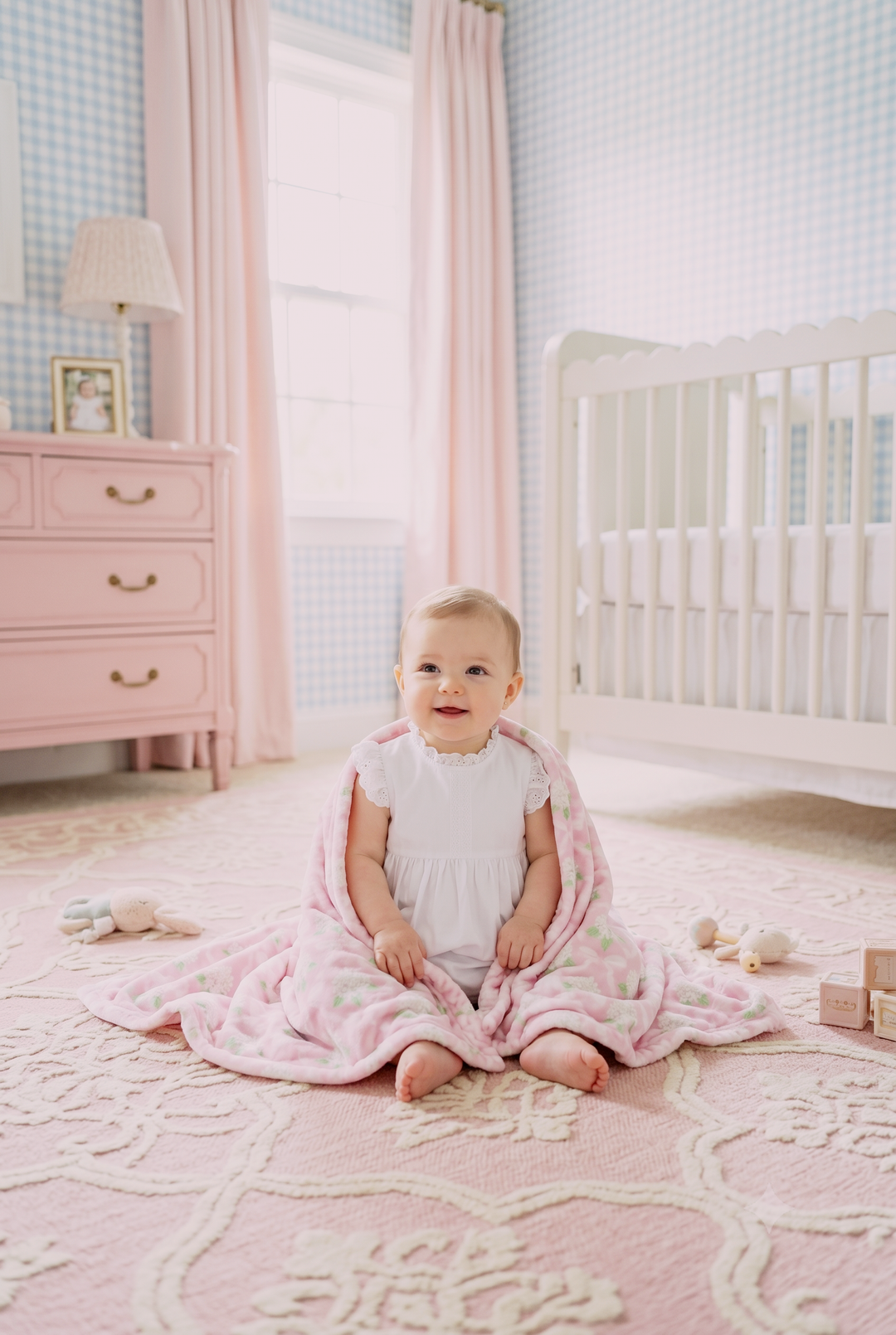 Blush Hydrangea Nursery Minky Blanket