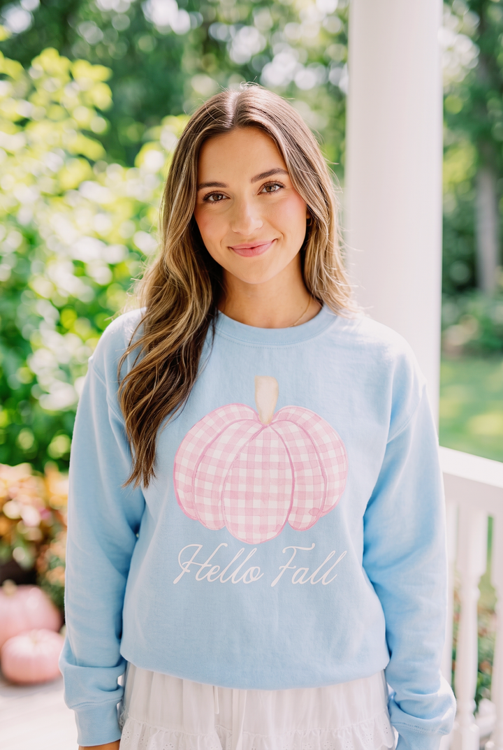 Pink Gingham Pumpkin Sweatshirt