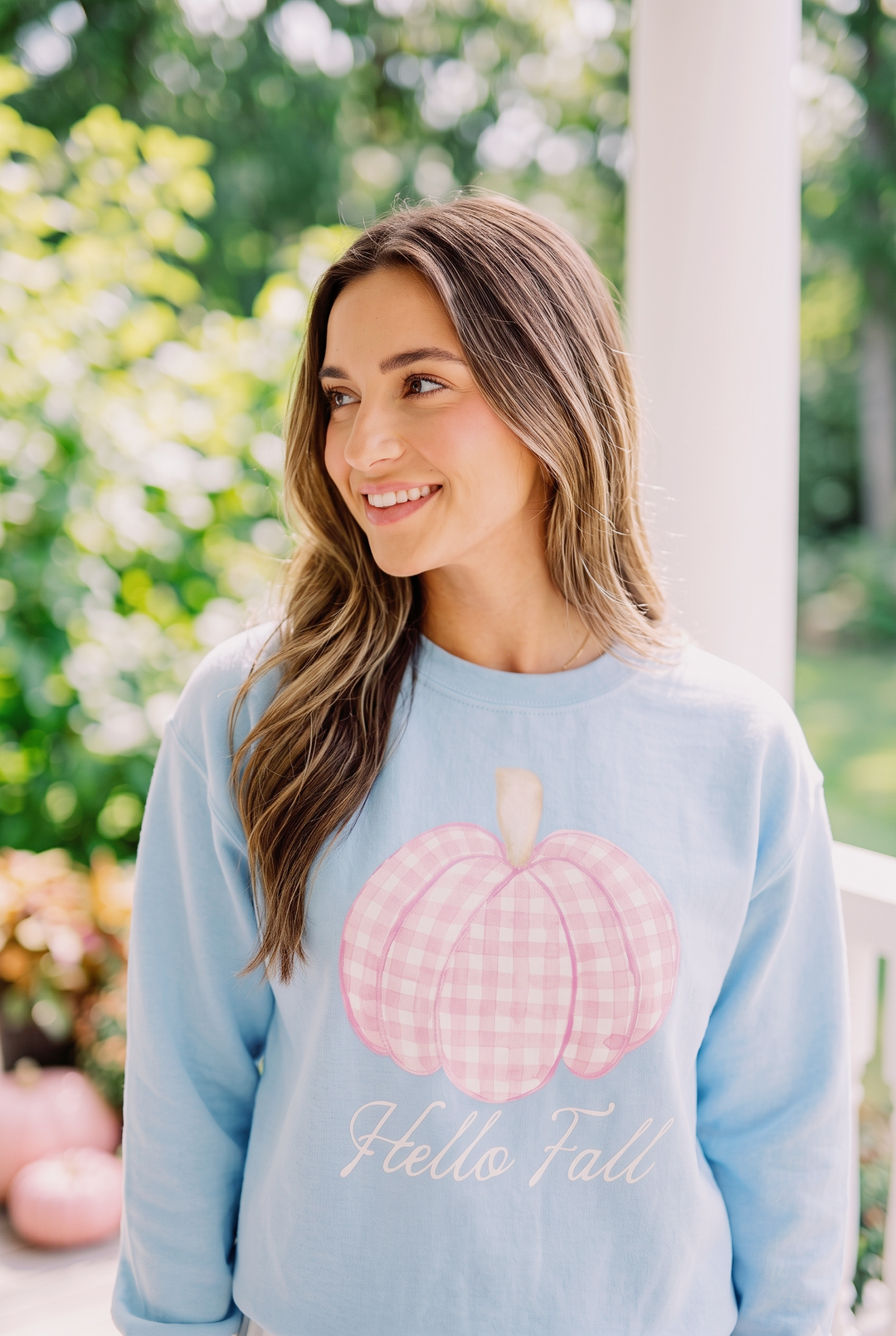 Pink Gingham Pumpkin Sweatshirt
