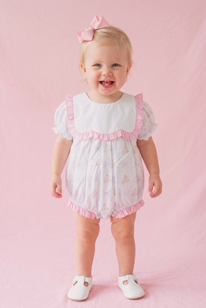 Blush Bow &amp; Rose Woven Bubble