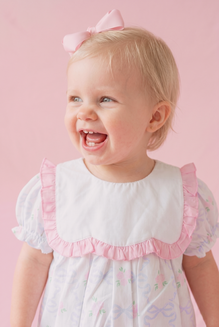 Blush Bow &amp; Rose Woven Bubble