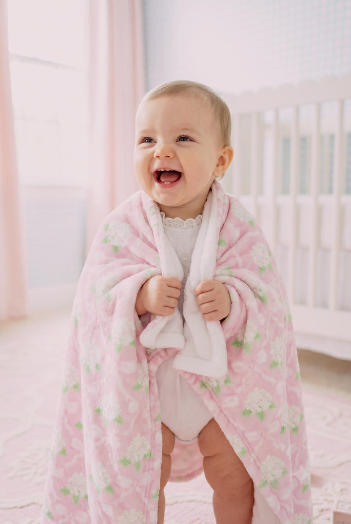 Blush Hydrangea Nursery Minky Blanket