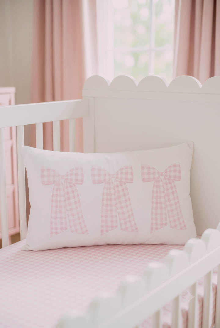 Gingham Bow Lumbar Pillow