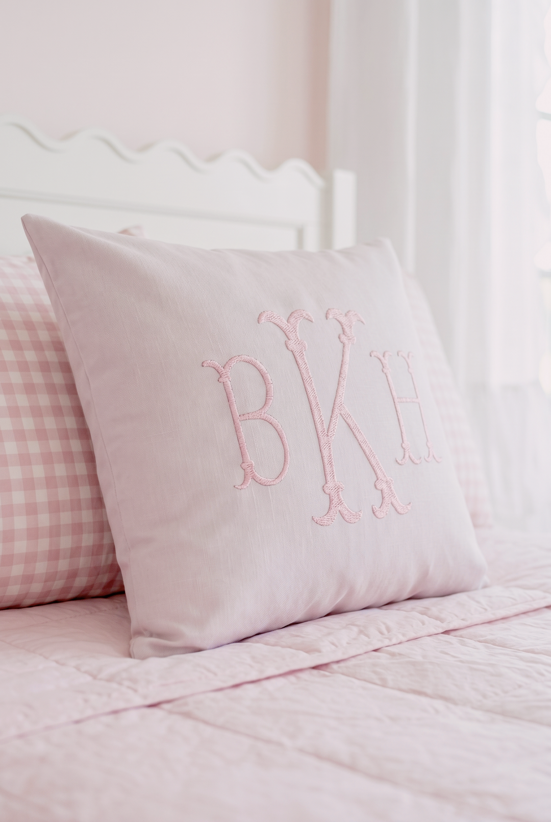 🎀 Personalized Embroidered Monogram Pillow | Grandmillennial Nursery Accent Pillow