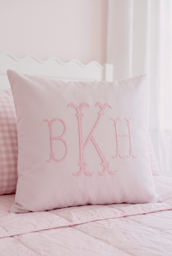 🎀 Personalized Embroidered Monogram Pillow | Grandmillennial Nursery Accent Pillow