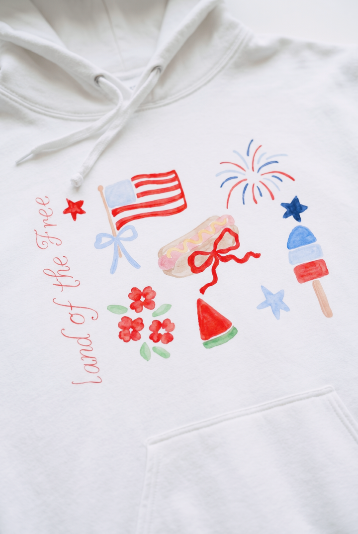 Land of the Free Patriotic Hoodie 🎀🇺🇸