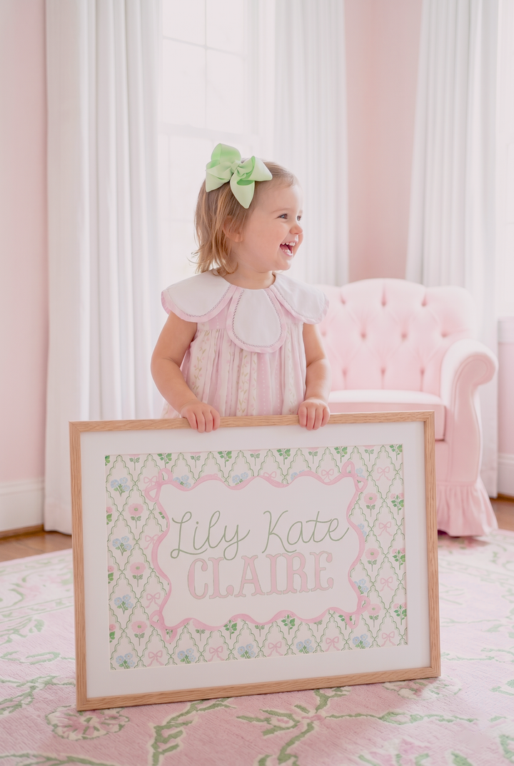 Petite Garden Crest Name Sign | Personalized Heirloom Nursery Art