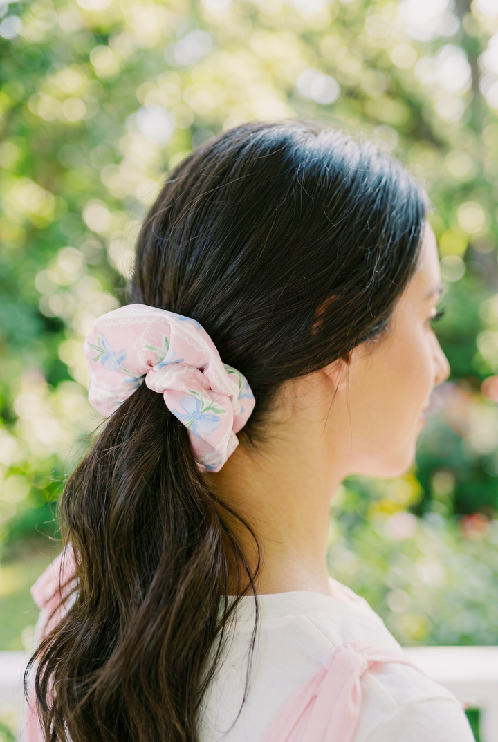 Bluebell Ribbon Garden Satin Scrunchie
