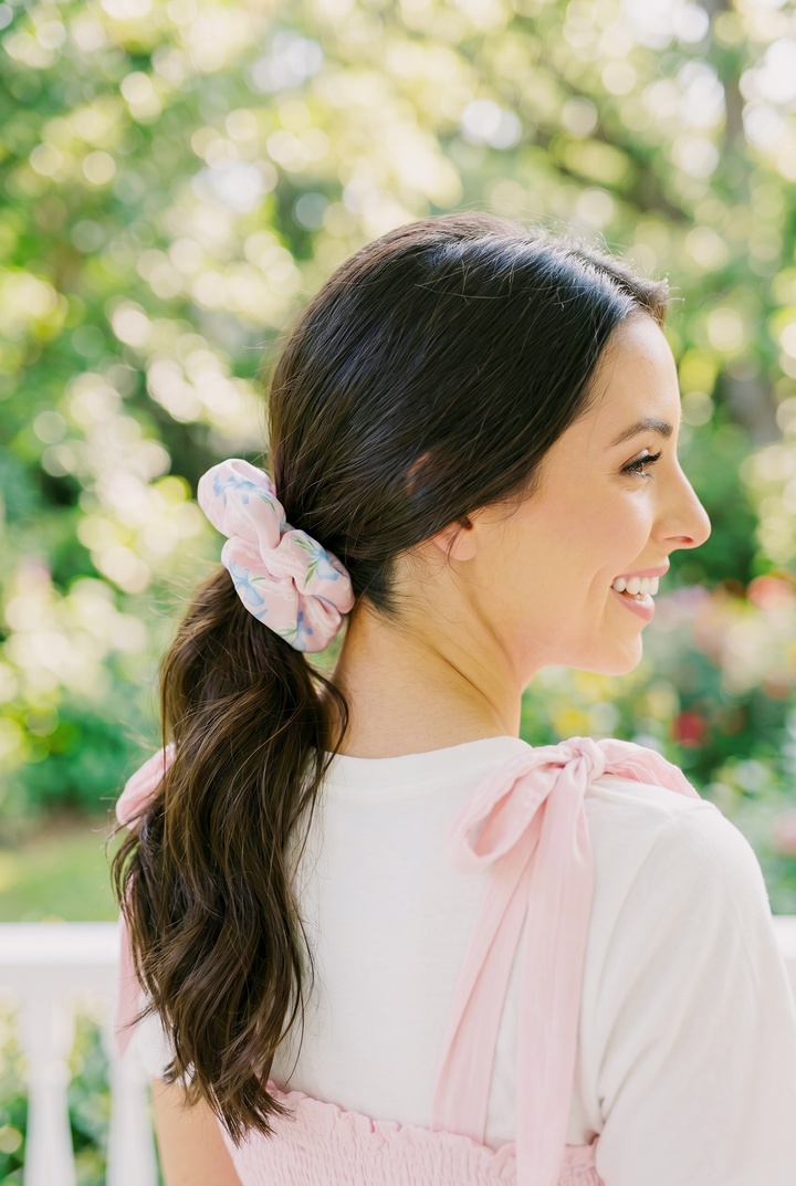 Bluebell Ribbon Garden Satin Scrunchie
