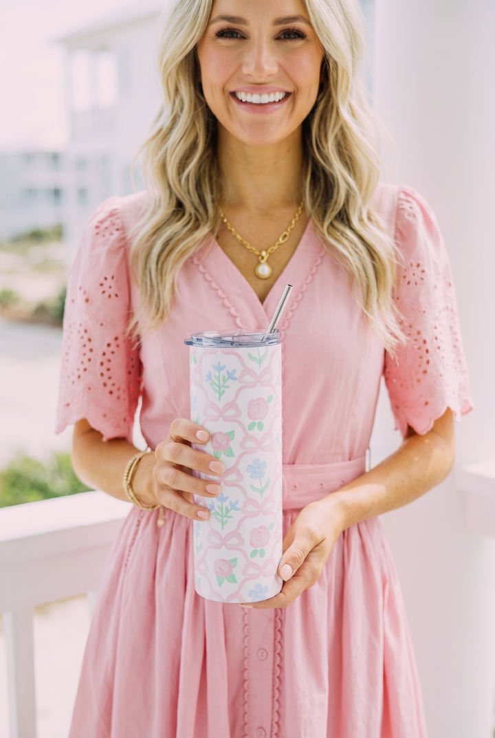 Pastel Bow Floral Stainless Steel Tumbler
