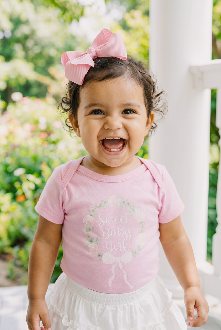 "Sweet Baby Girl" Darling Bloom Graphic Onesie