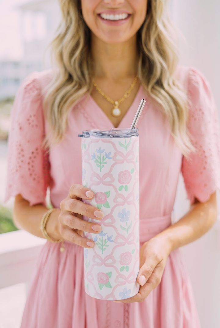 Pastel Bow Floral Stainless Steel Tumbler