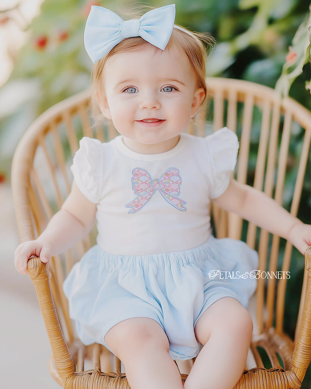 Preppy Bow Gingham Floral Embroidery