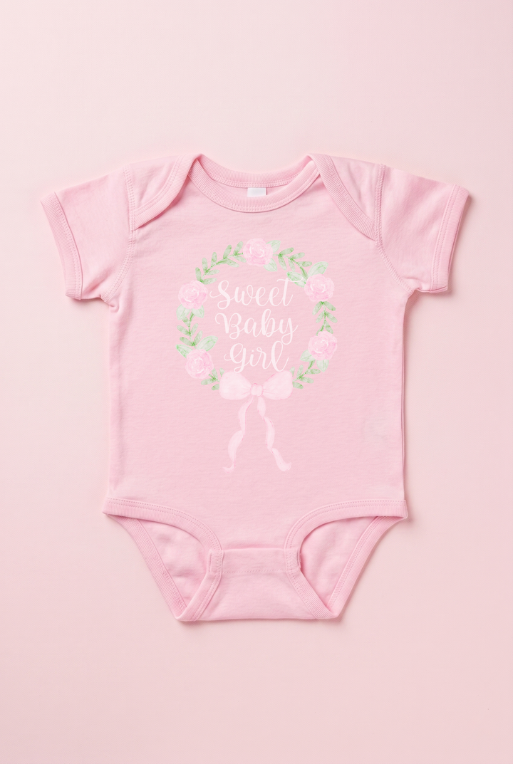 "Sweet Baby Girl" Darling Bloom Graphic Onesie