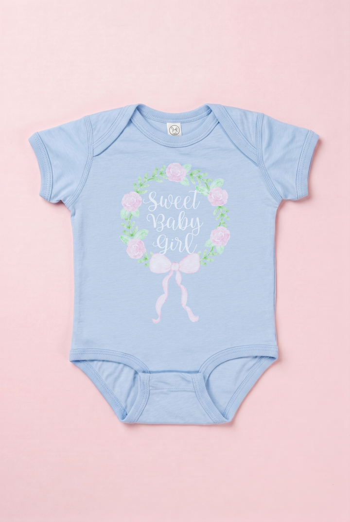 "Sweet Baby Girl" Darling Bloom Graphic Onesie