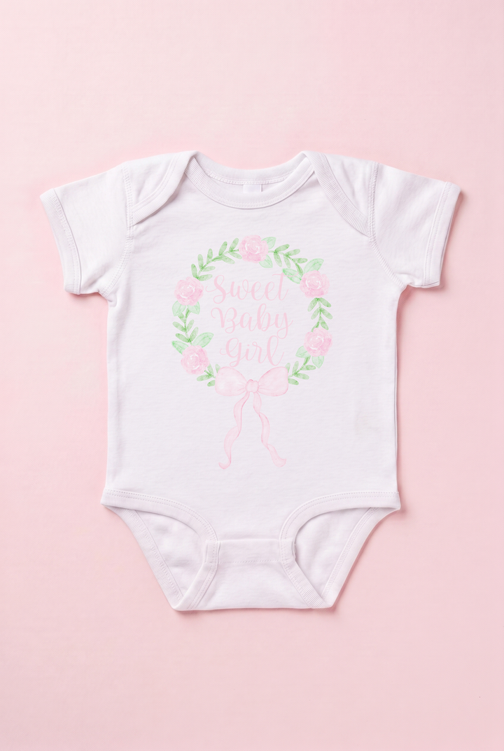 "Sweet Baby Girl" Darling Bloom Graphic Onesie