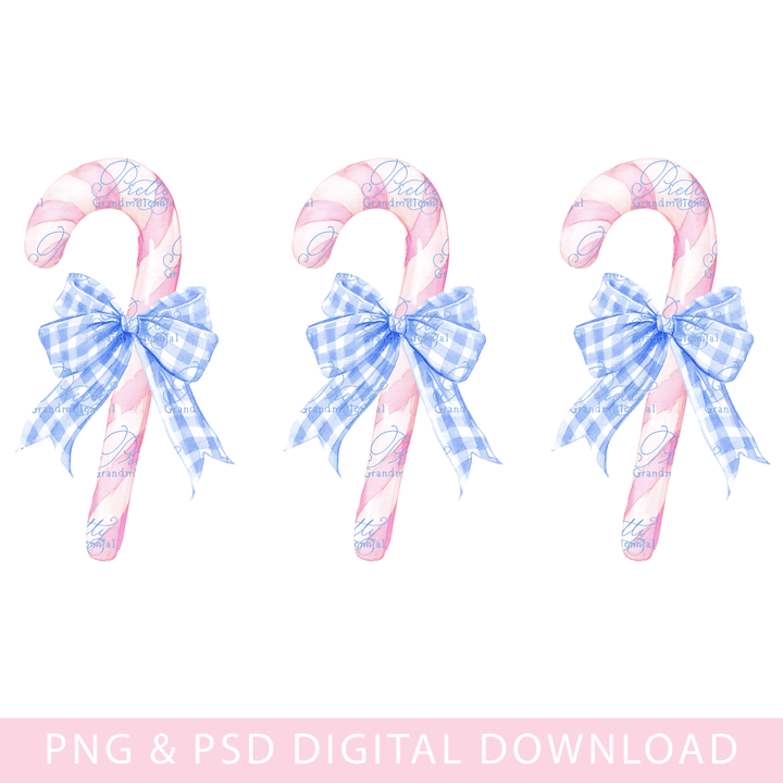 Preppy Watercolor Candy Canes