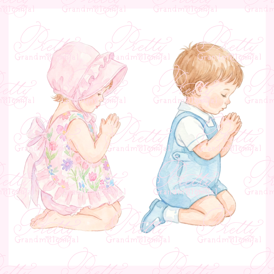Grandmillennial Baby Girl Baby Boy Praying