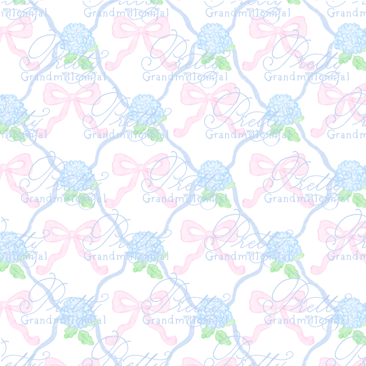 Grandmillennial Pink Bows with Hydrangeas