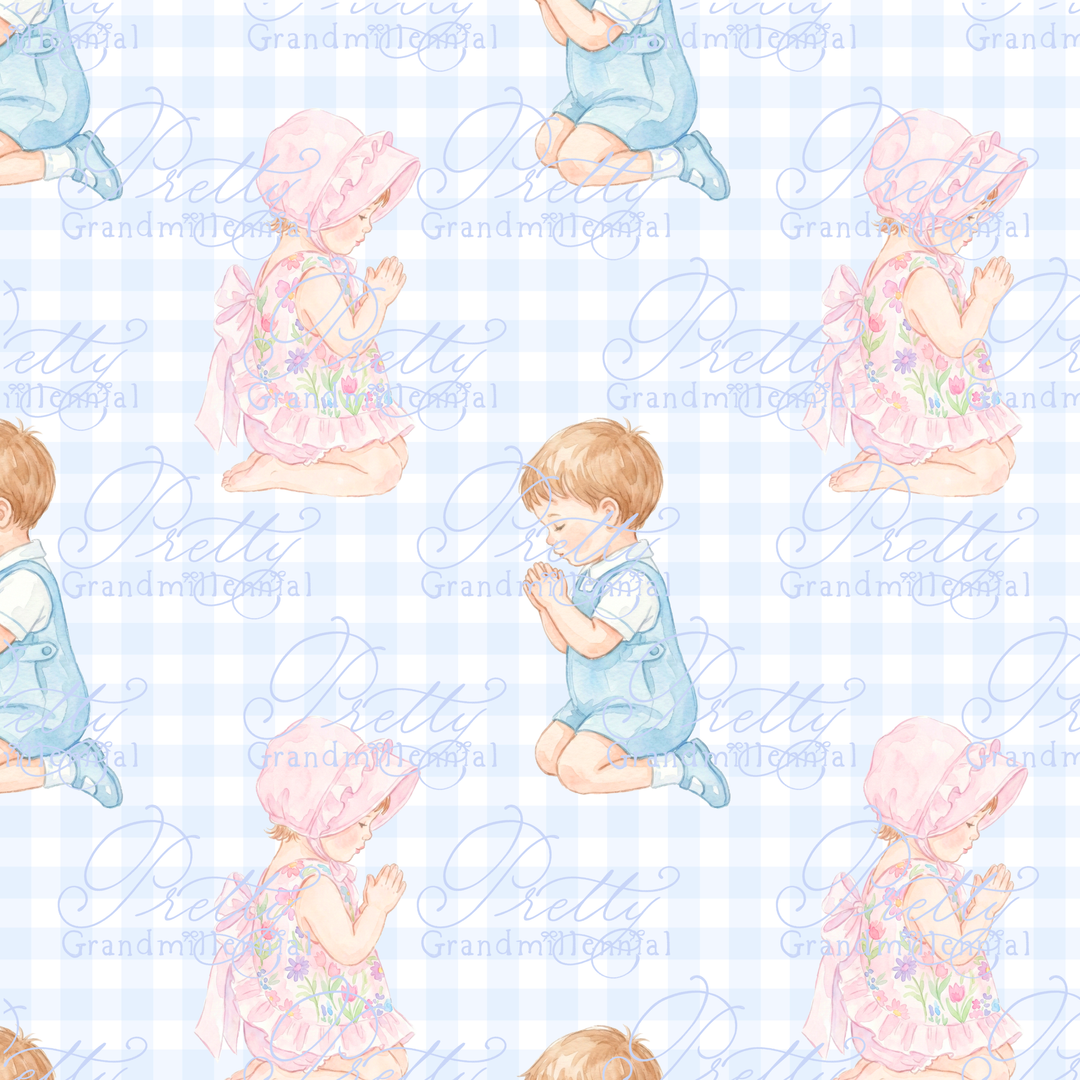Grandmillennial Baby Girl Baby Boy Praying