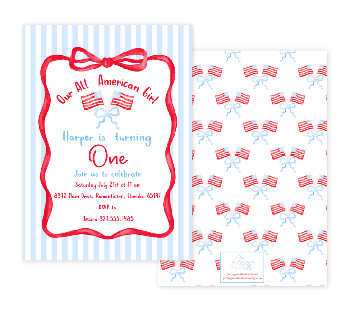 All American Girl Invitation Template