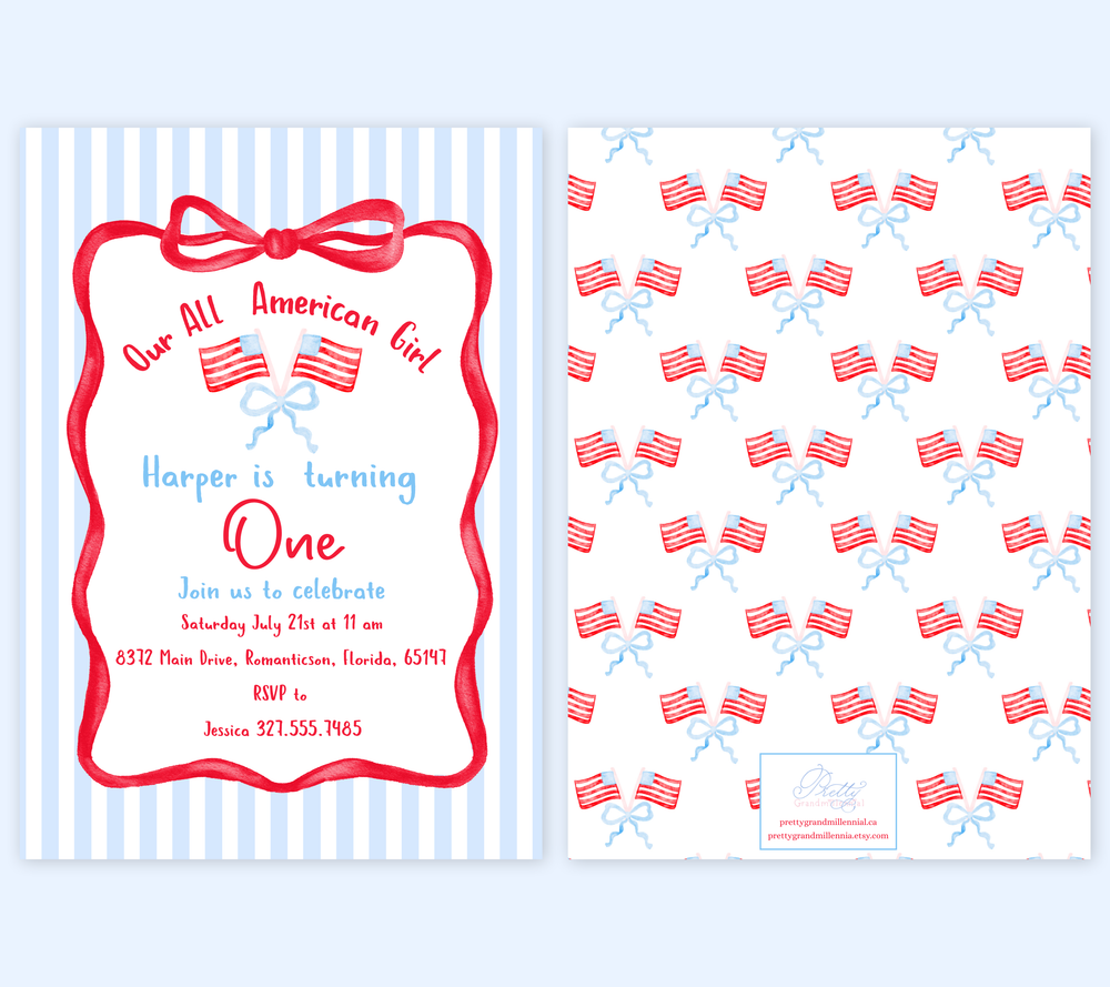 All American Girl Invitation Template