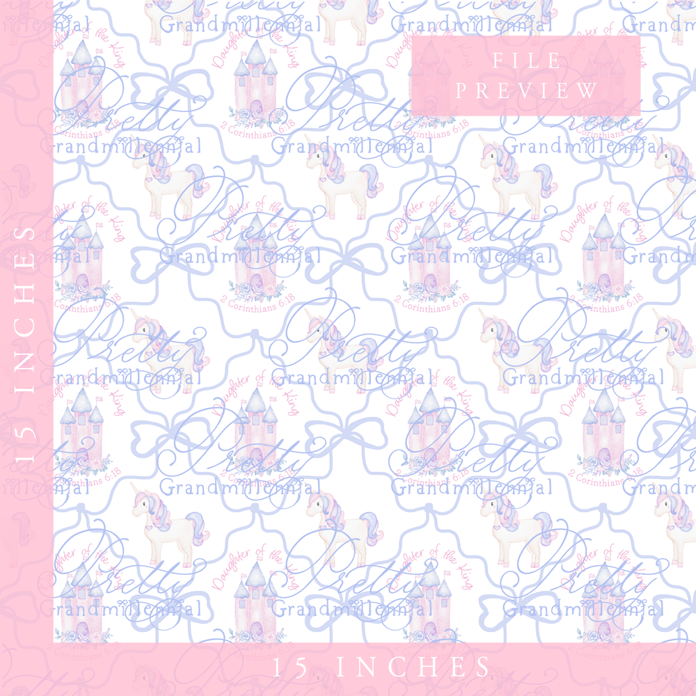 Unicorn Princess Castle Christian Pattern