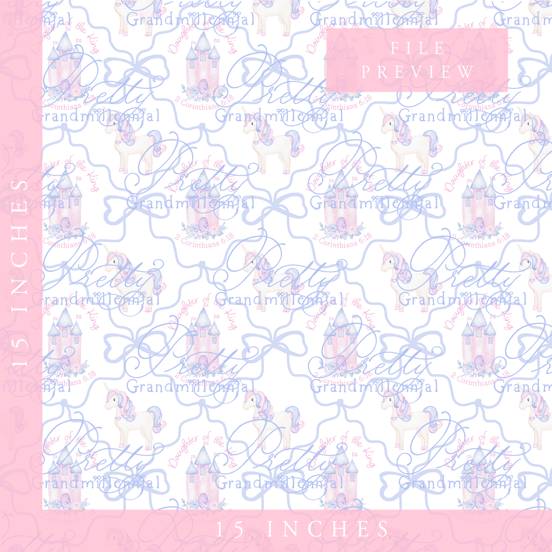Unicorn Princess Castle Christian Pattern