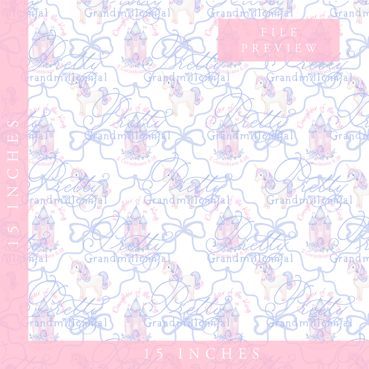 Unicorn Princess Castle Christian Pattern