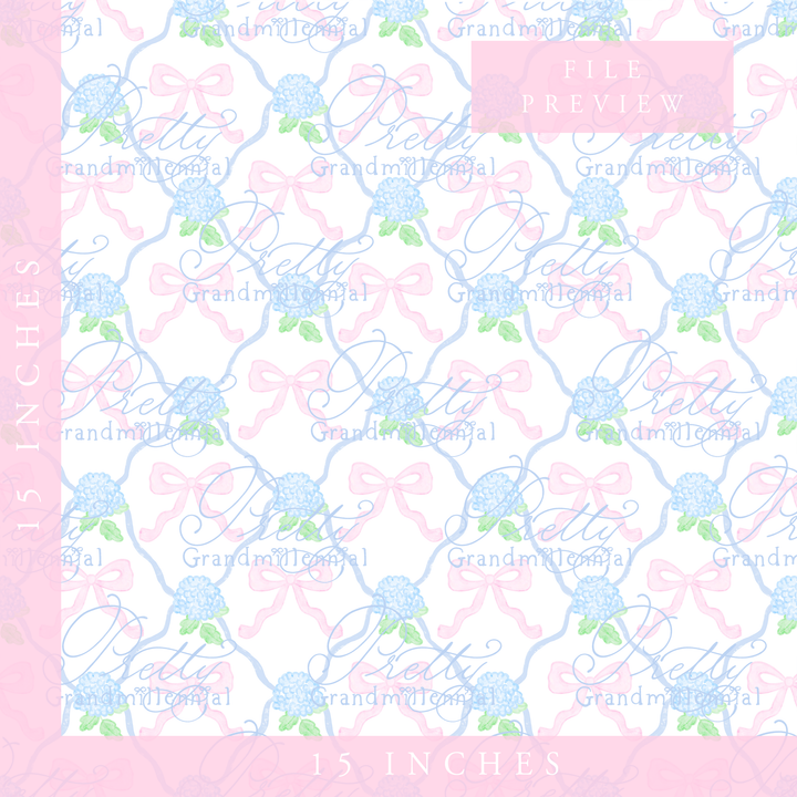 Grandmillennial Pink Bows with Hydrangeas