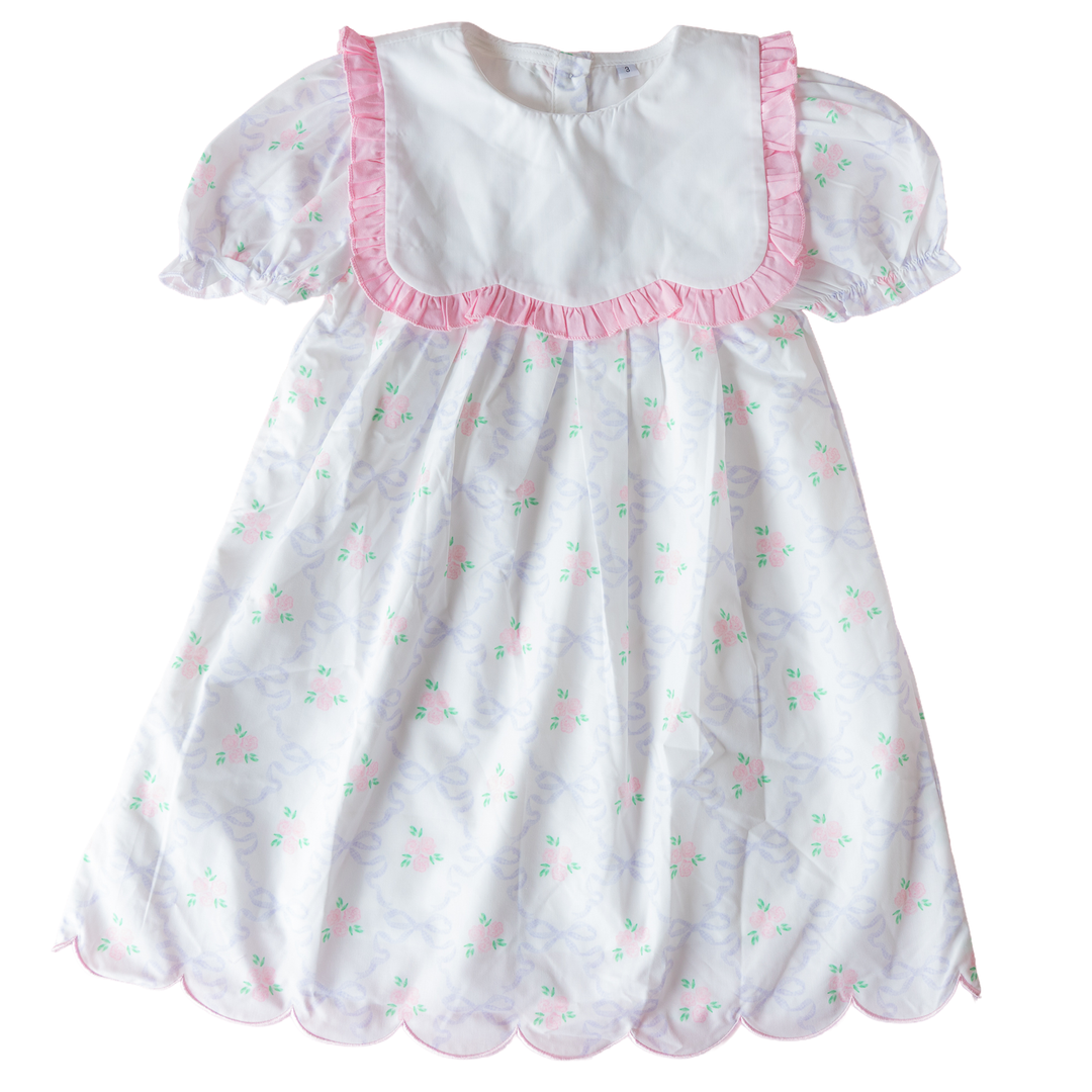 Blush Bow &amp; Rose Woven Dress